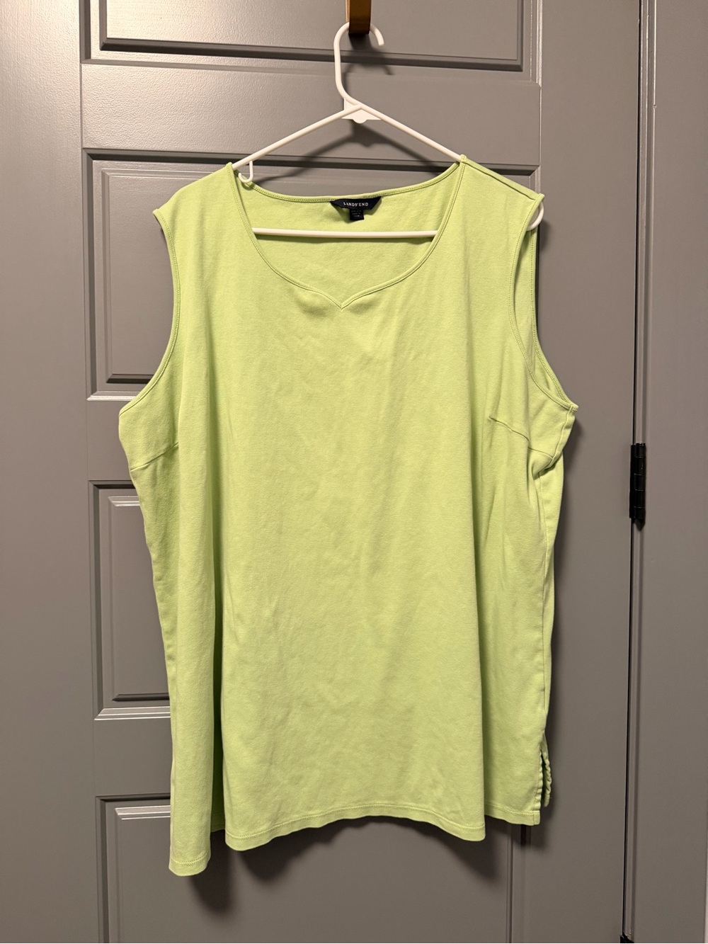 Lands' End Lime Green Sleeveless V-Neck Tank